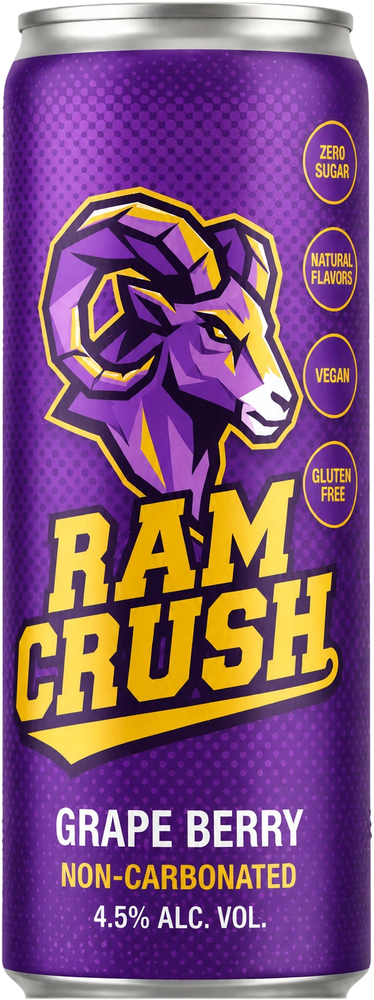 Ram Crush Grape Berry can — zero-sugar, non-carbonated vodka RTD, 4.5% ABV